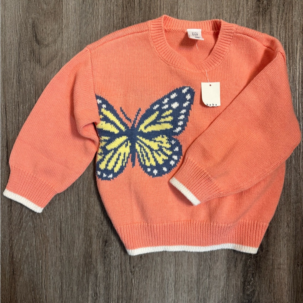 Baby gap Coral Sweater with Butterfly Design 18-24 months